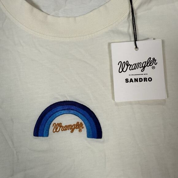 NWT Sandro x Wrangler Short Sleeve Crew Neck T-Shirt Cream Men's Size Medium - Picture 2 of 8